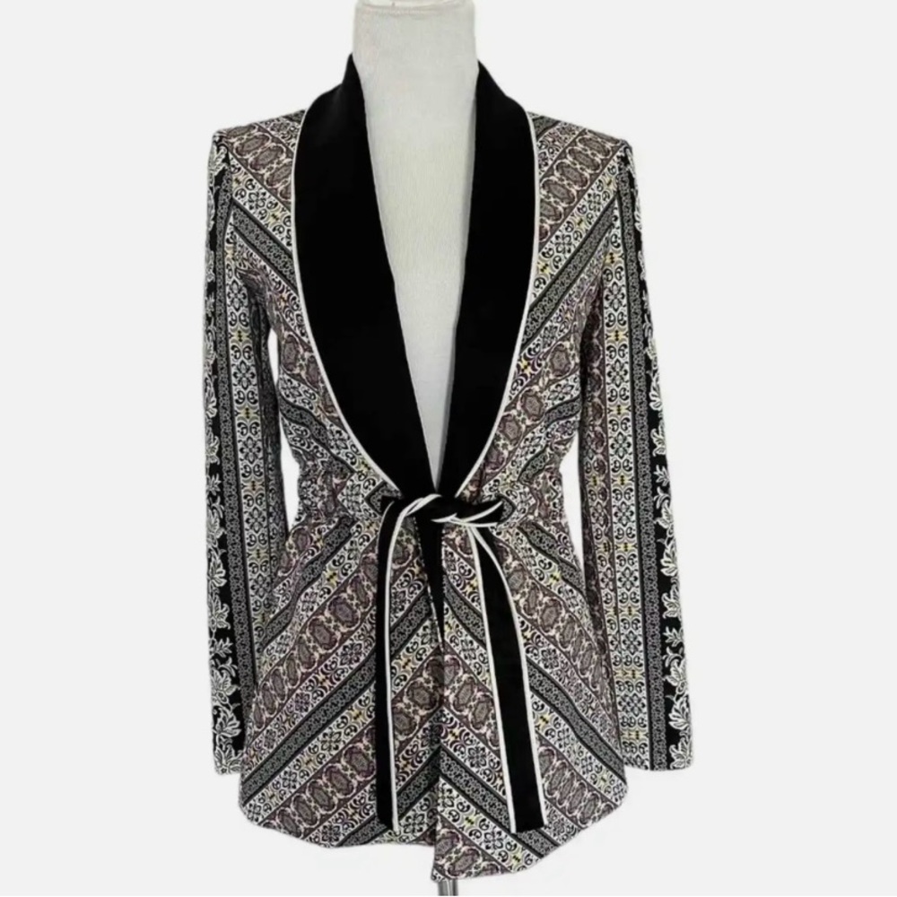Alice + Olivia Lincoln Piped Drawstring Waist Blazer, size medium
